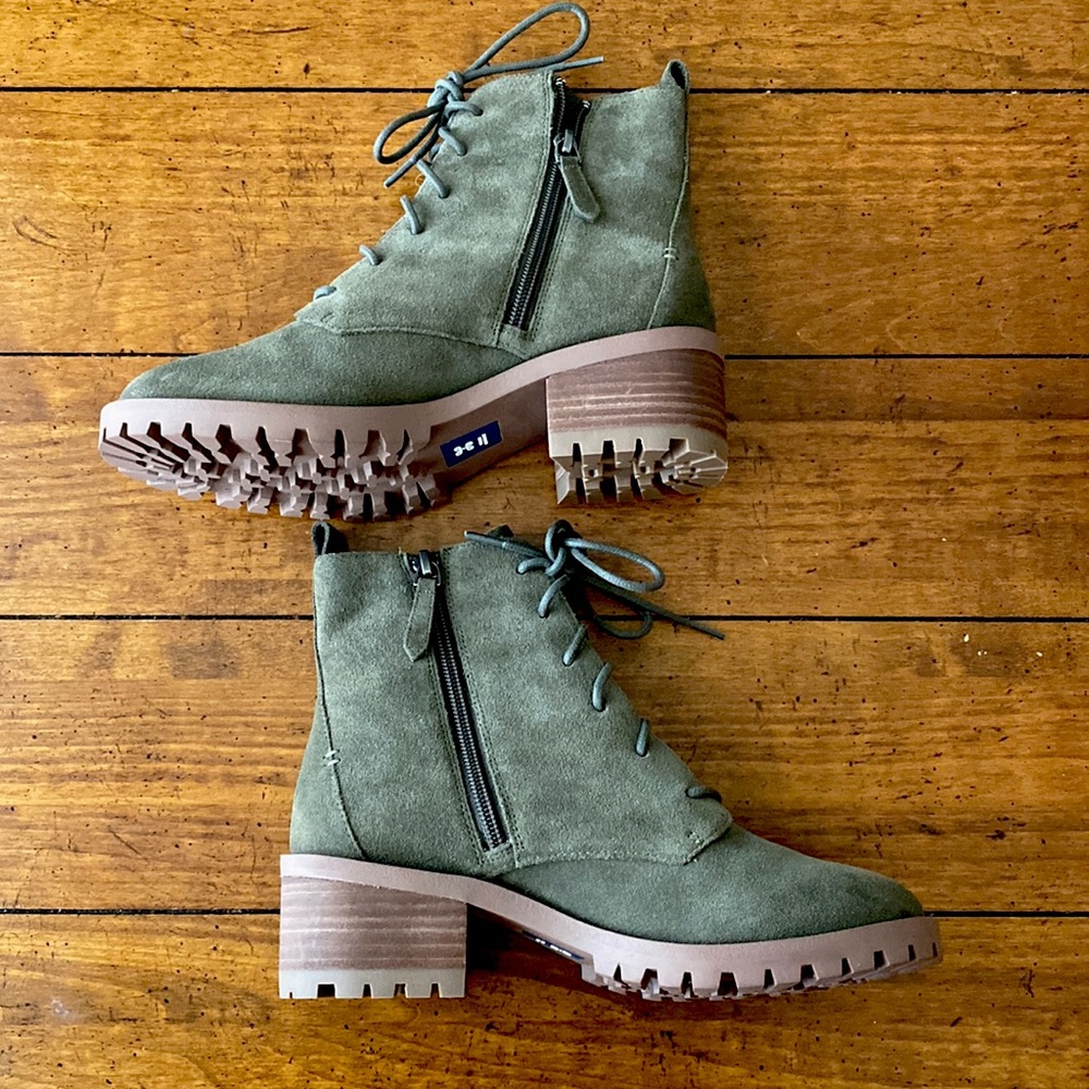 Caslon Water-resistant Green Heeled Boots